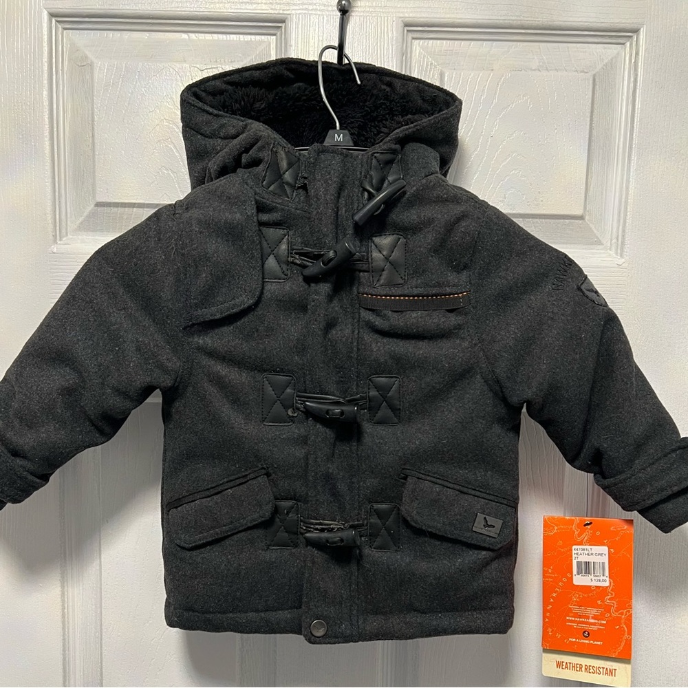 New Boys Hawke & Co Outfitter Coal Weather Coat